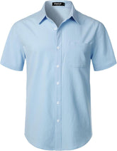 Stitch Boss: Men's Stretch Wrinkle Free Short Sleeve Texture Shirt Summer Lightweight Button Down Shirts for Beach Vacation