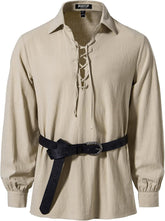 Stitch Boss: Men's Cotton Lace Up Retro Design Shirts for Renaissance Pirate Viking Medieval Costume Without Belt
