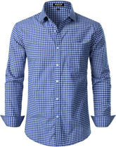 Stitch Boss:Men's Transitional Weather Slim Fit Long Sleeve Button Down Shirt Business Casual Dress Shirts with Pocket