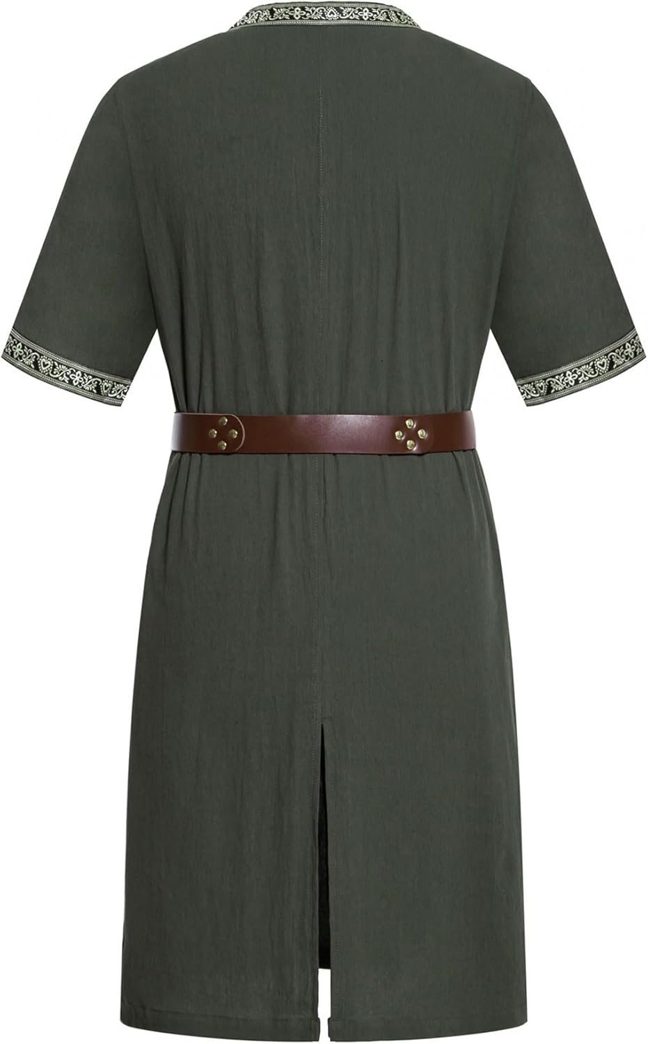 Stitch Boss: Men's Retro Style Cotton Short Sleeves Tunic Shirts for Viking Medieval Renaissance Costume Without Belt