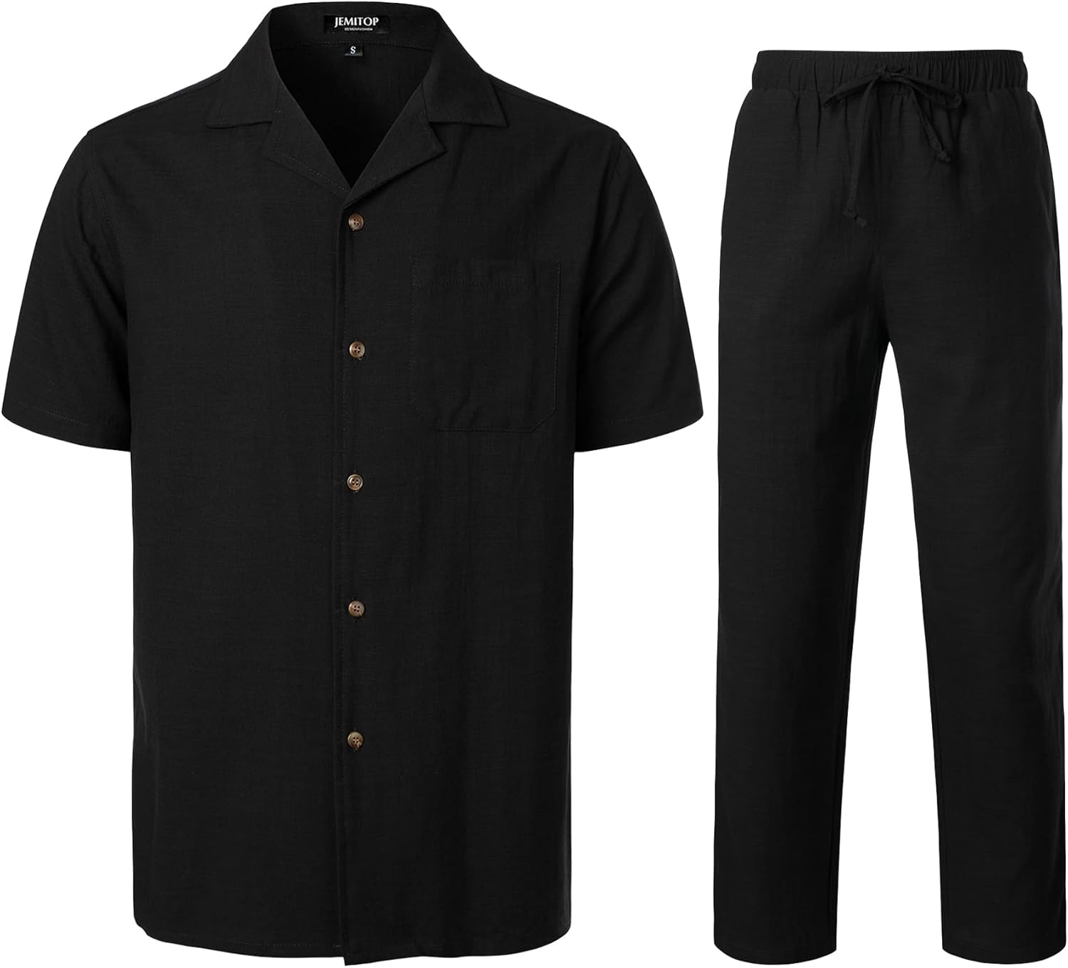Stitch Boss: Men's 2 Piece Outfits Summer Relaxed Fit Walking Suit Casual Cuban Guayabera Shirt and Pants Set Beach Vacation