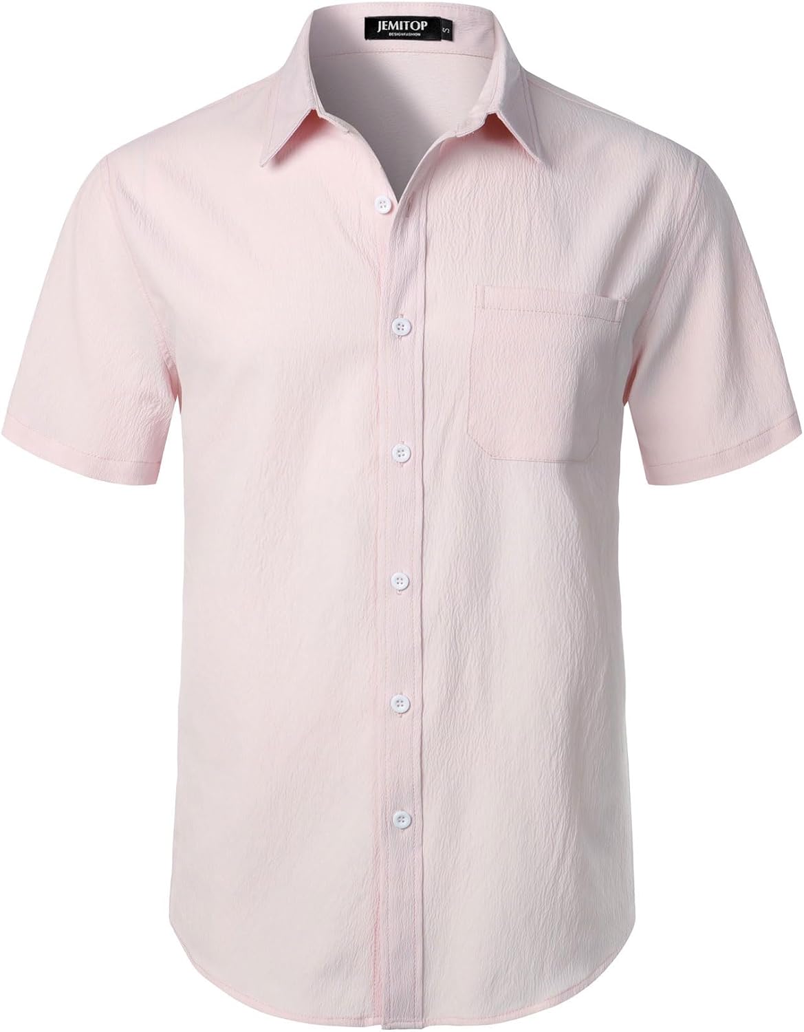 Stitch Boss: Men's Stretch Wrinkle Free Short Sleeve Texture Shirt Summer Lightweight Button Down Shirts for Beach Vacation