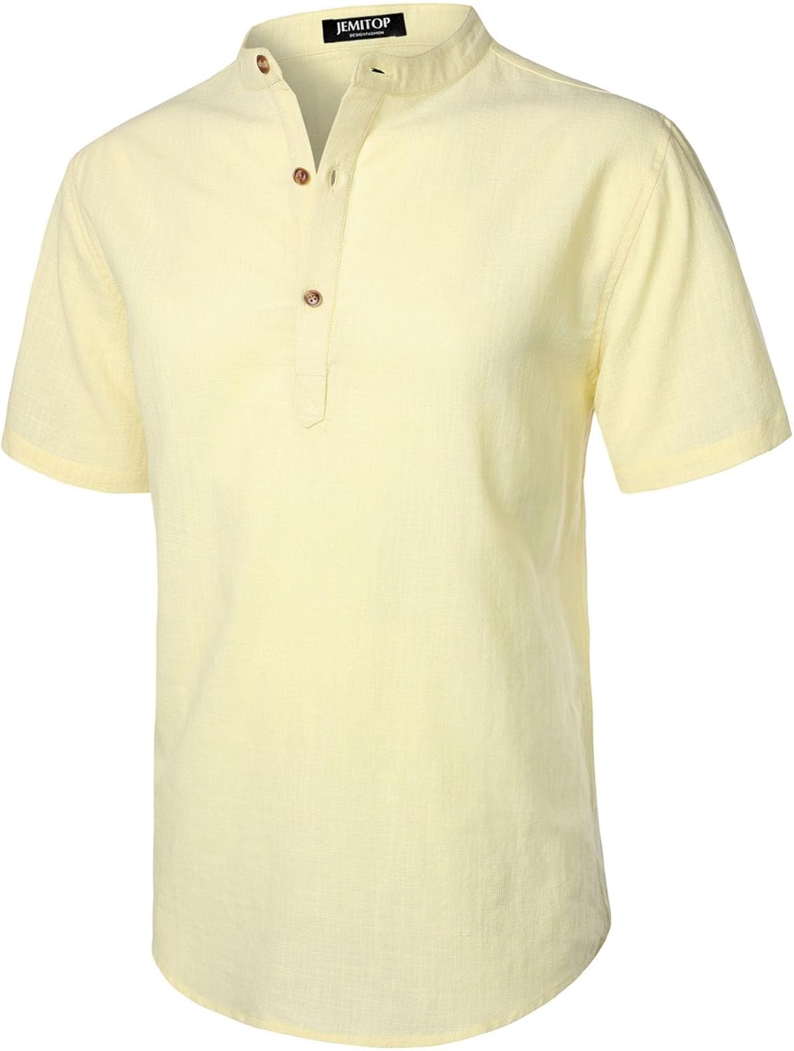 Stitch Boss: Men's Summer Lightweight Cotton Linen Shirts Casual Short Sleeve Breathable Banded Collar Henley for Beach Vacation
