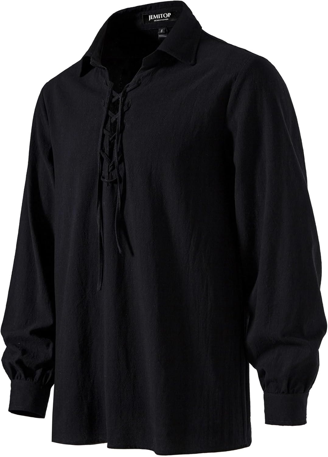 Stitch Boss: Men's Cotton Lace Up Retro Design Shirts for Renaissance Pirate Viking Medieval Costume Without Belt