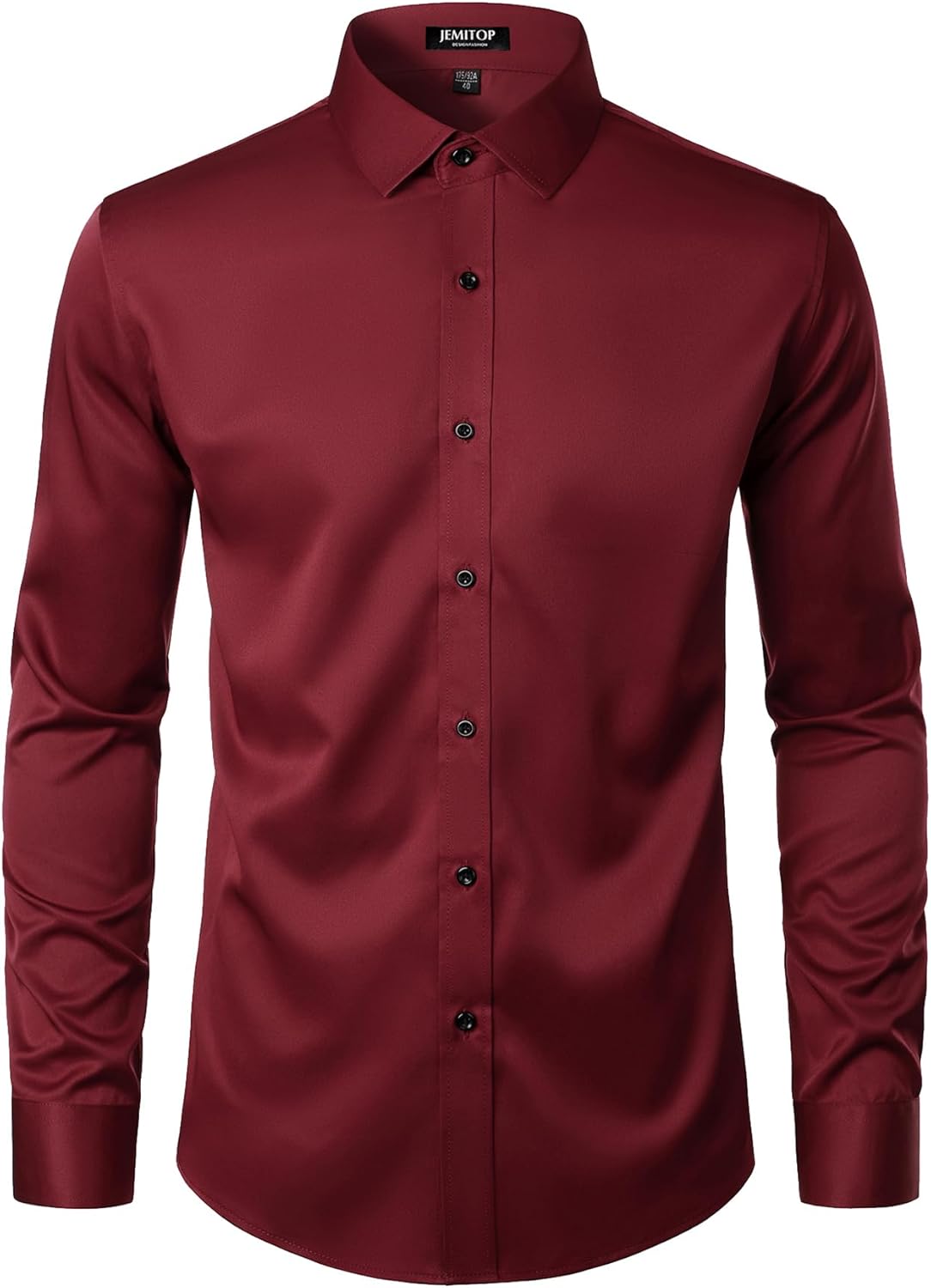 Stitch Boss: Men's Stretch Wrinkle Free Dress Shirts Formal Wedding Prom Long Sleeve Slim Fit Button Down Shirt