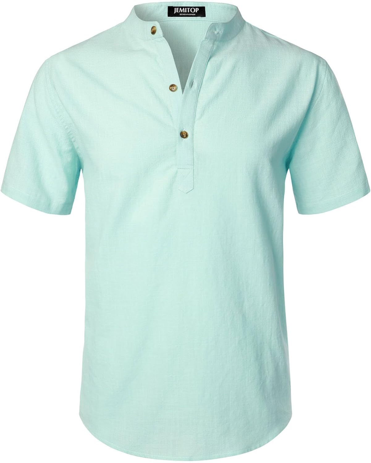 Stitch Boss: Men's Summer Lightweight Cotton Linen Shirts Casual Short Sleeve Breathable Banded Collar Henley for Beach Vacation