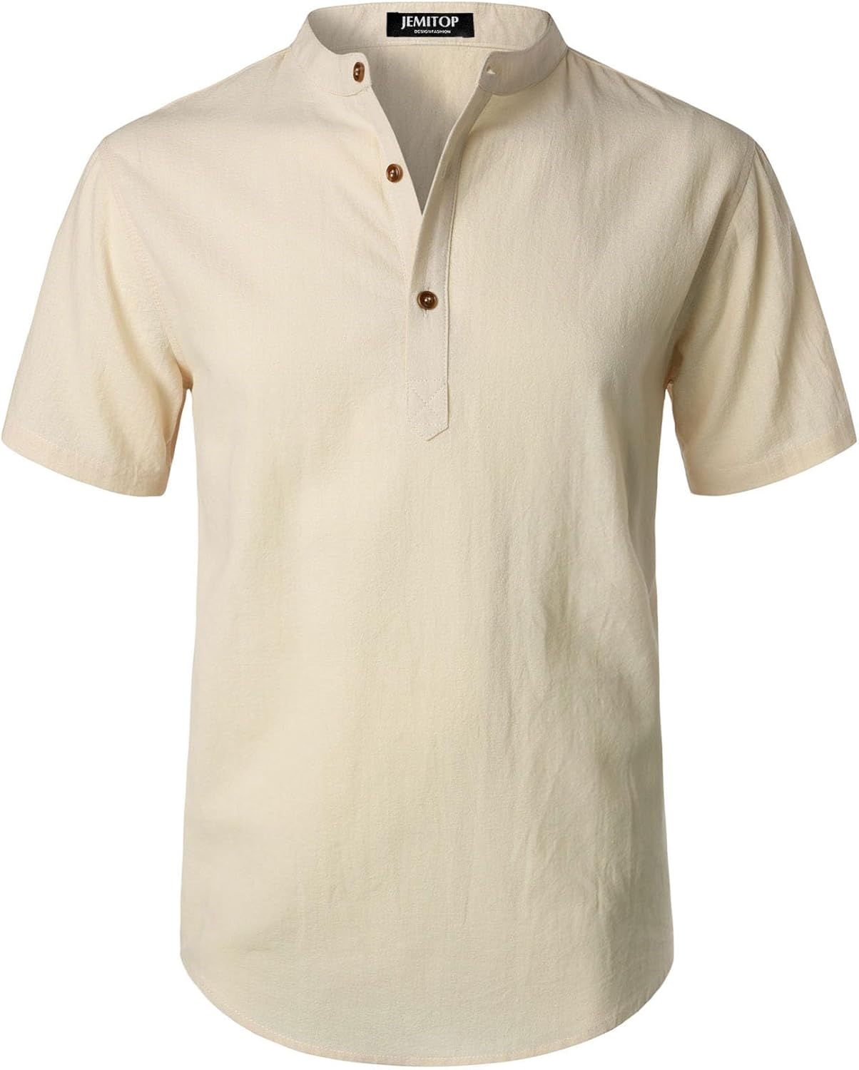 Stitch Boss: Men's Summer Lightweight Cotton Linen Shirts Casual Short Sleeve Breathable Banded Collar Henley for Beach Vacation