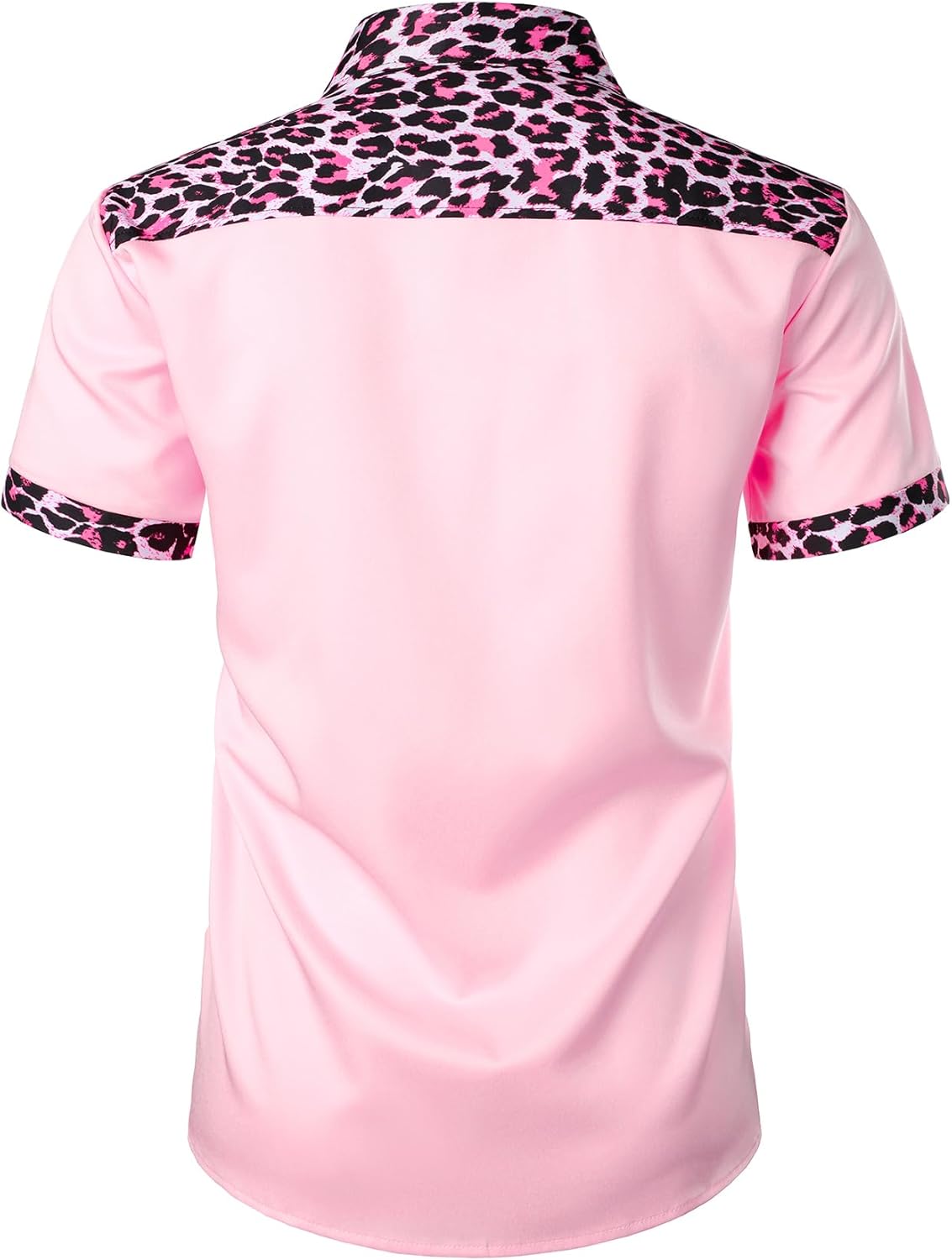 Stitch Boss: Men's Stretchy Causal Leopard Cheetah Print Short Sleeve Slim Fit Button Up Shirt