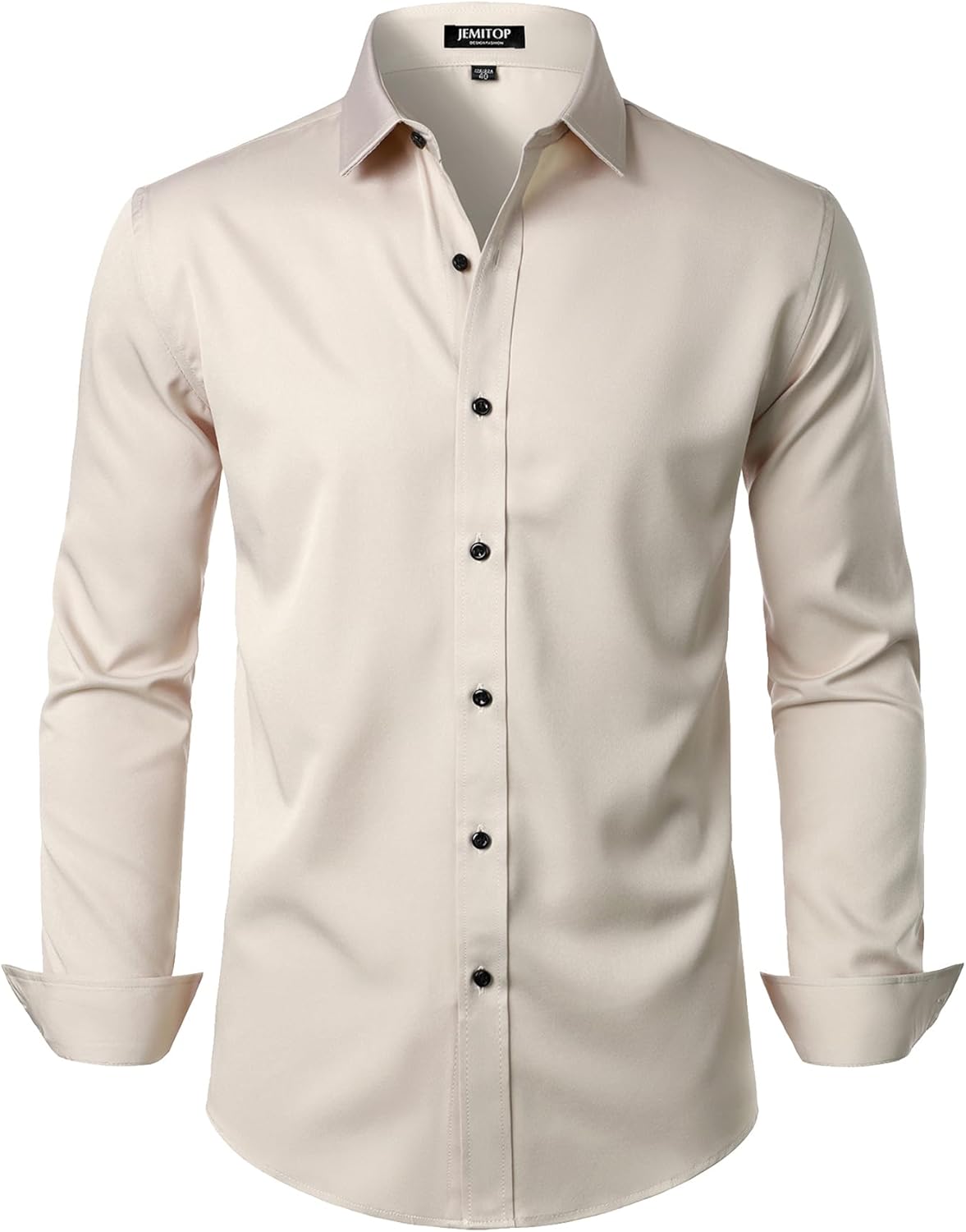 Stitch Boss: Men's Stretch Wrinkle Free Dress Shirts Formal Wedding Prom Long Sleeve Slim Fit Button Down Shirt