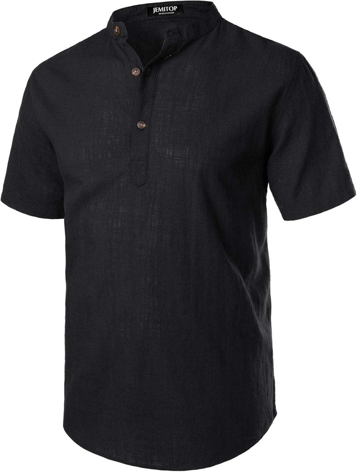 Stitch Boss: Men's Summer Lightweight Cotton Linen Shirts Casual Short Sleeve Breathable Banded Collar Henley for Beach Vacation