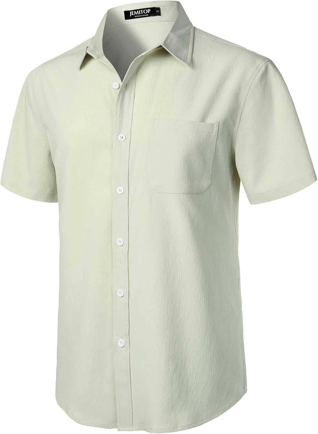 Stitch Boss: Men's Stretch Wrinkle Free Short Sleeve Texture Shirt Summer Lightweight Button Down Shirts for Beach Vacation