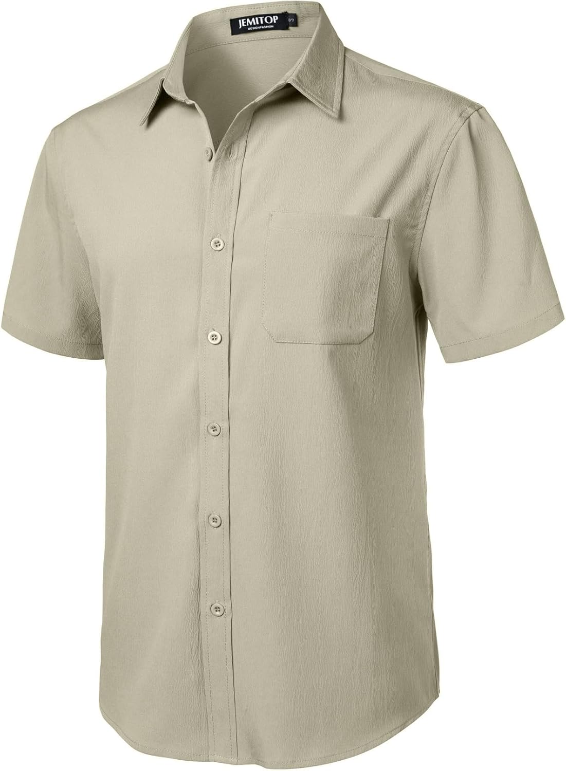 Stitch Boss: Men's Stretch Wrinkle Free Short Sleeve Texture Shirt Summer Lightweight Button Down Shirts for Beach Vacation