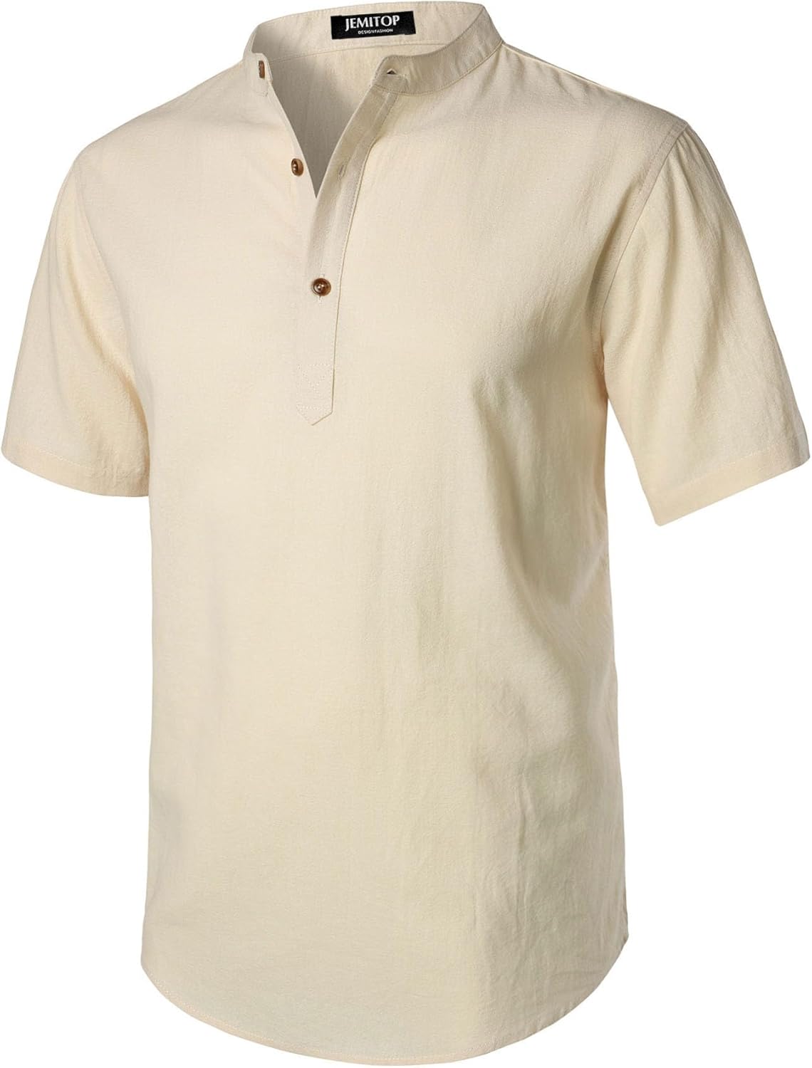 Stitch Boss: Men's Summer Lightweight Cotton Linen Shirts Casual Short Sleeve Breathable Banded Collar Henley for Beach Vacation