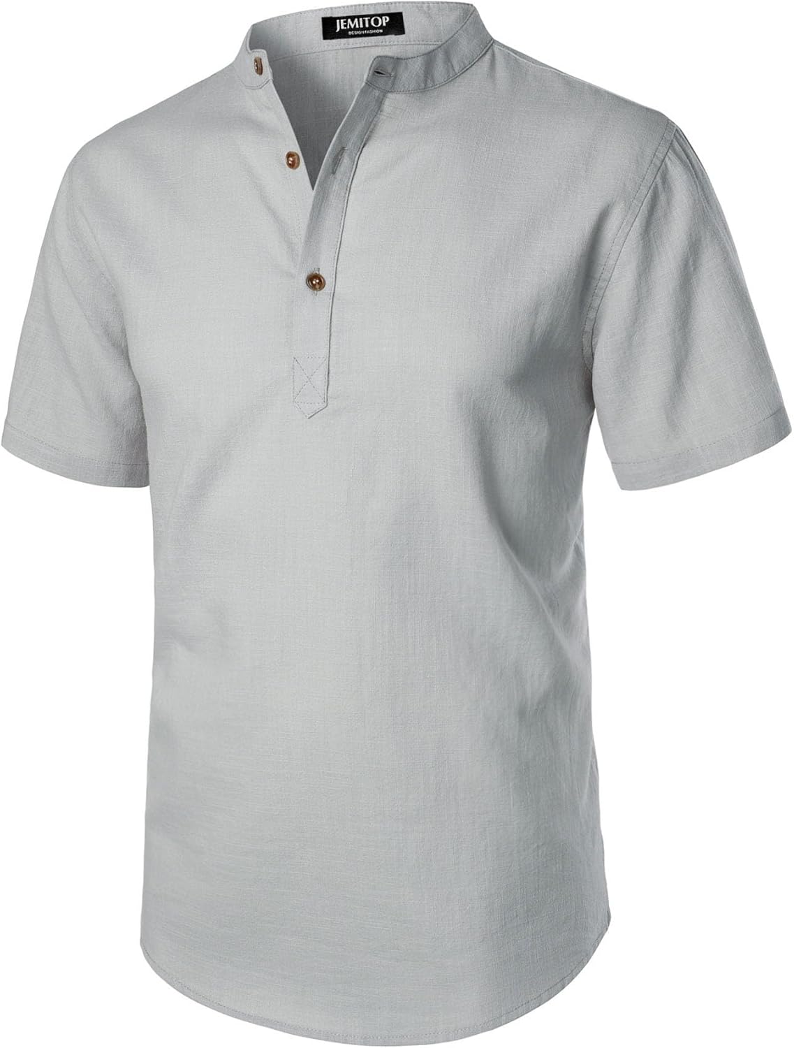 Stitch Boss: Men's Summer Lightweight Cotton Linen Shirts Casual Short Sleeve Breathable Banded Collar Henley for Beach Vacation