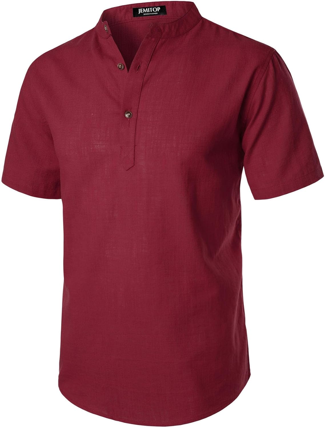 Stitch Boss: Men's Summer Lightweight Cotton Linen Shirts Casual Short Sleeve Breathable Banded Collar Henley for Beach Vacation