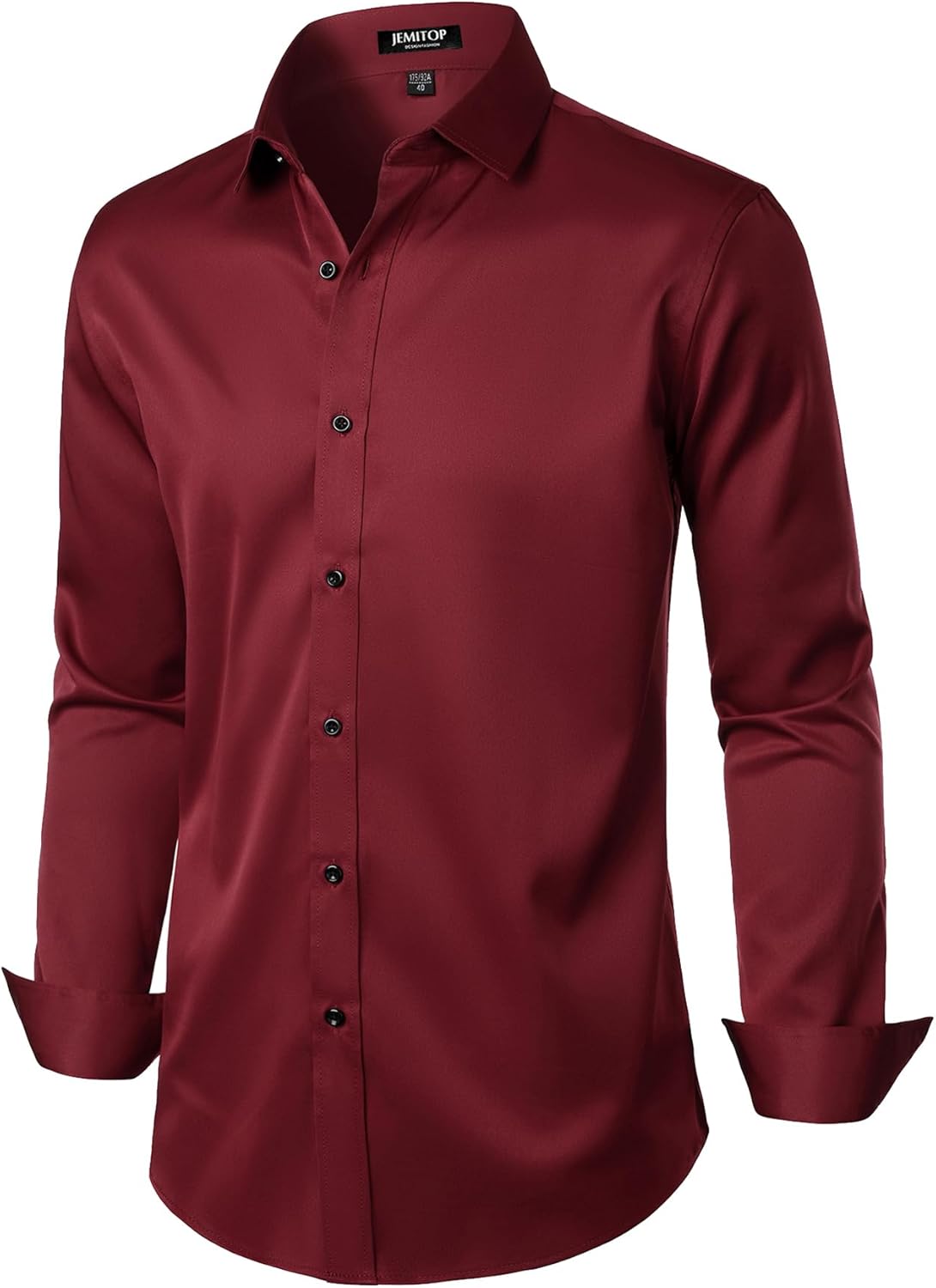 Stitch Boss: Men's Stretch Wrinkle Free Dress Shirts Formal Wedding Prom Long Sleeve Slim Fit Button Down Shirt