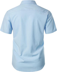 Stitch Boss: Men's Stretch Wrinkle Free Short Sleeve Texture Shirt Summer Lightweight Button Down Shirts for Beach Vacation