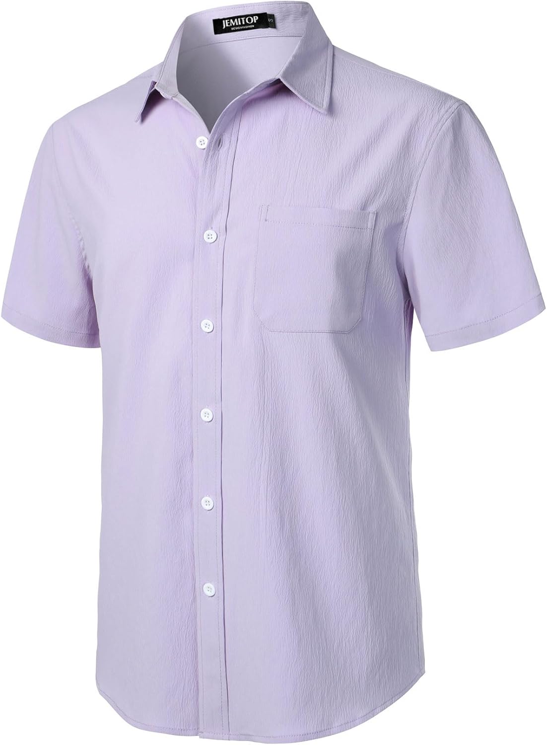Stitch Boss: Men's Stretch Wrinkle Free Short Sleeve Texture Shirt Summer Lightweight Button Down Shirts for Beach Vacation