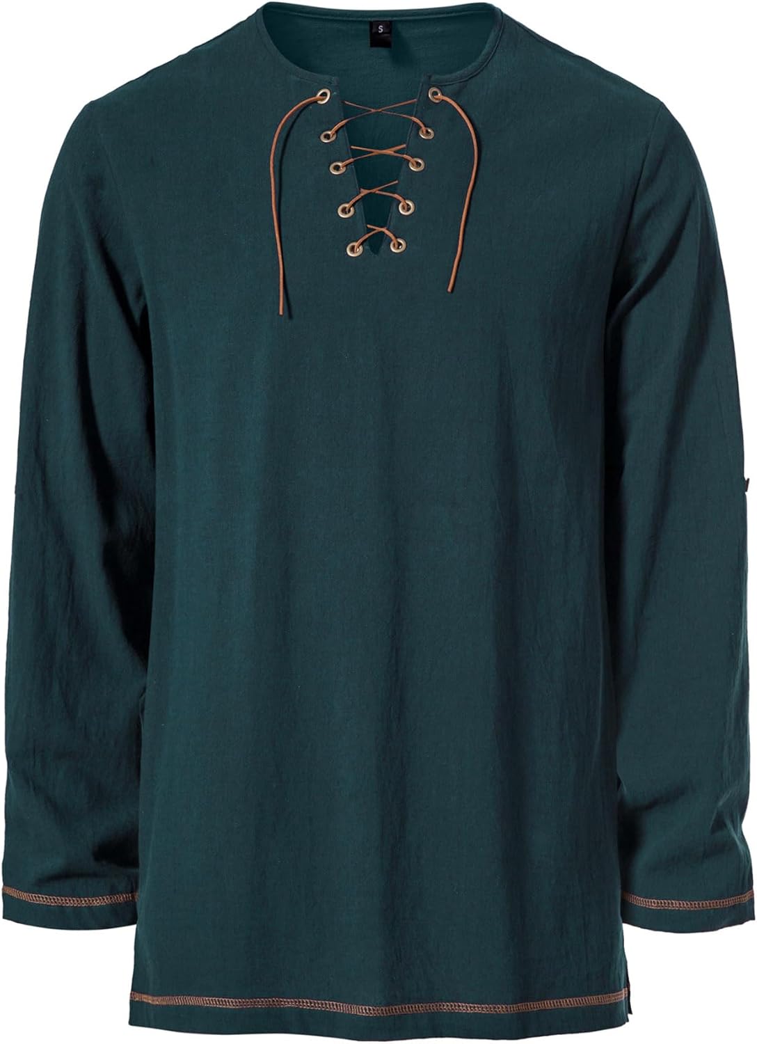 Stitch Boss: Men's Pure Cotton Vintage Lace Up Shirts for Pirate Renaissance Viking Medieval Costume Without Belt
