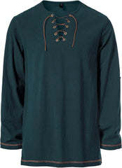 Stitch Boss: Men's Pure Cotton Vintage Lace Up Shirts for Pirate Renaissance Viking Medieval Costume Without Belt