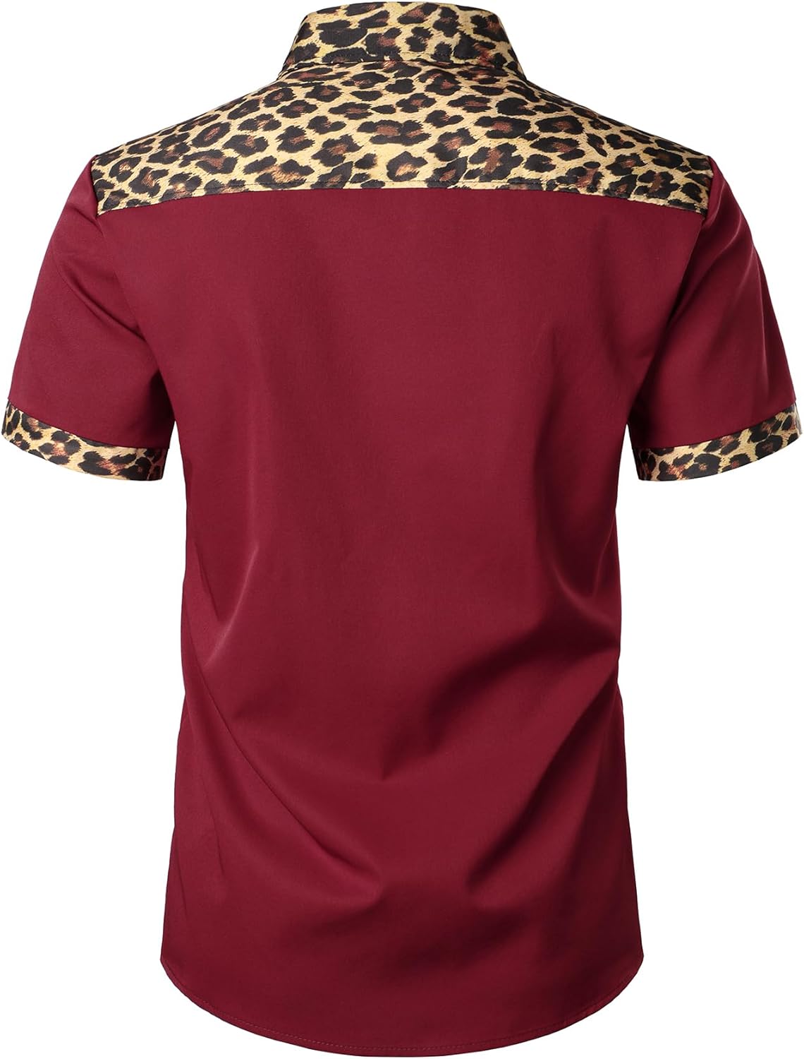 Stitch Boss: Men's Stretchy Causal Leopard Cheetah Print Short Sleeve Slim Fit Button Up Shirt