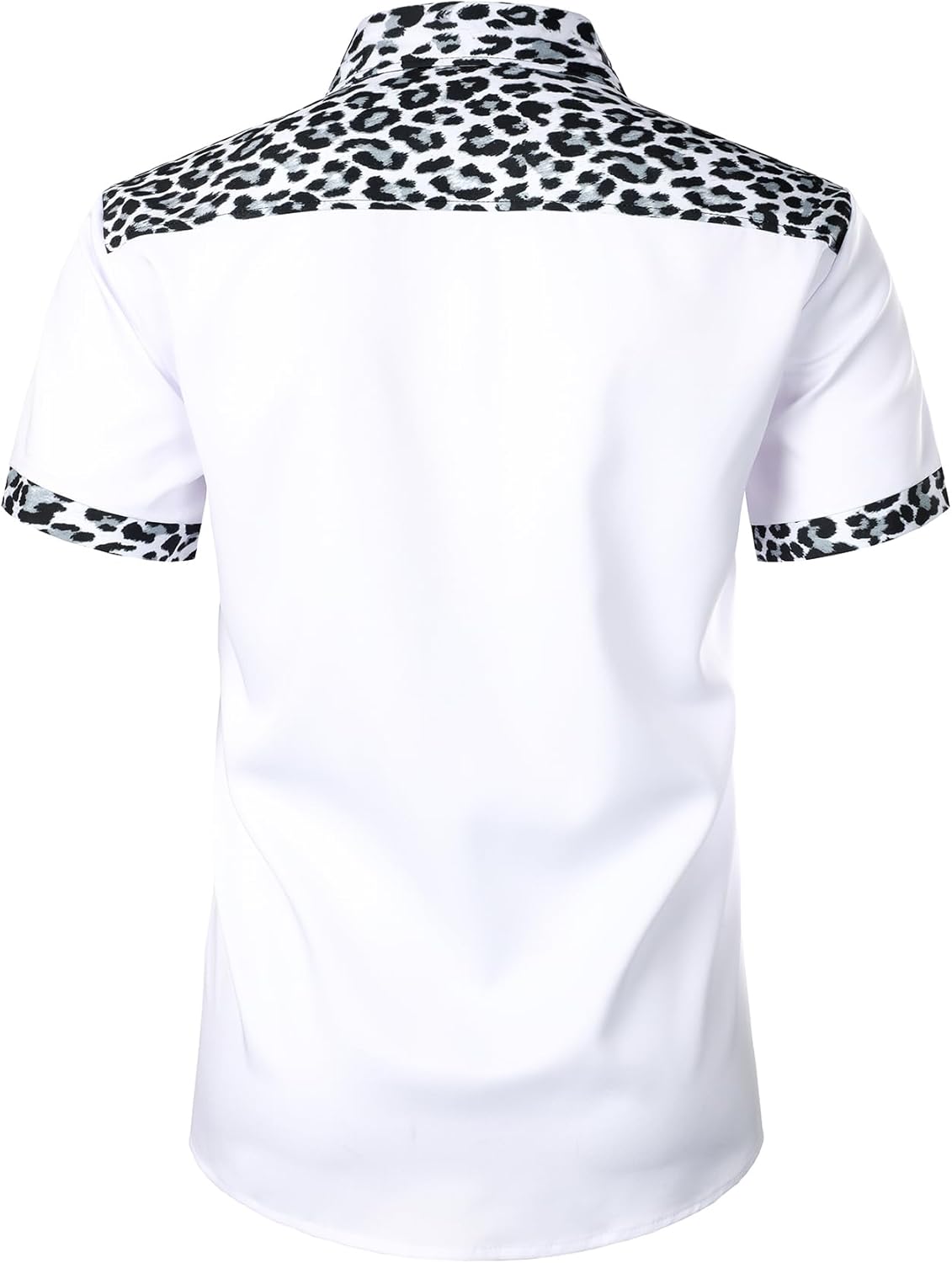 Stitch Boss: Men's Stretchy Causal Leopard Cheetah Print Short Sleeve Slim Fit Button Up Shirt