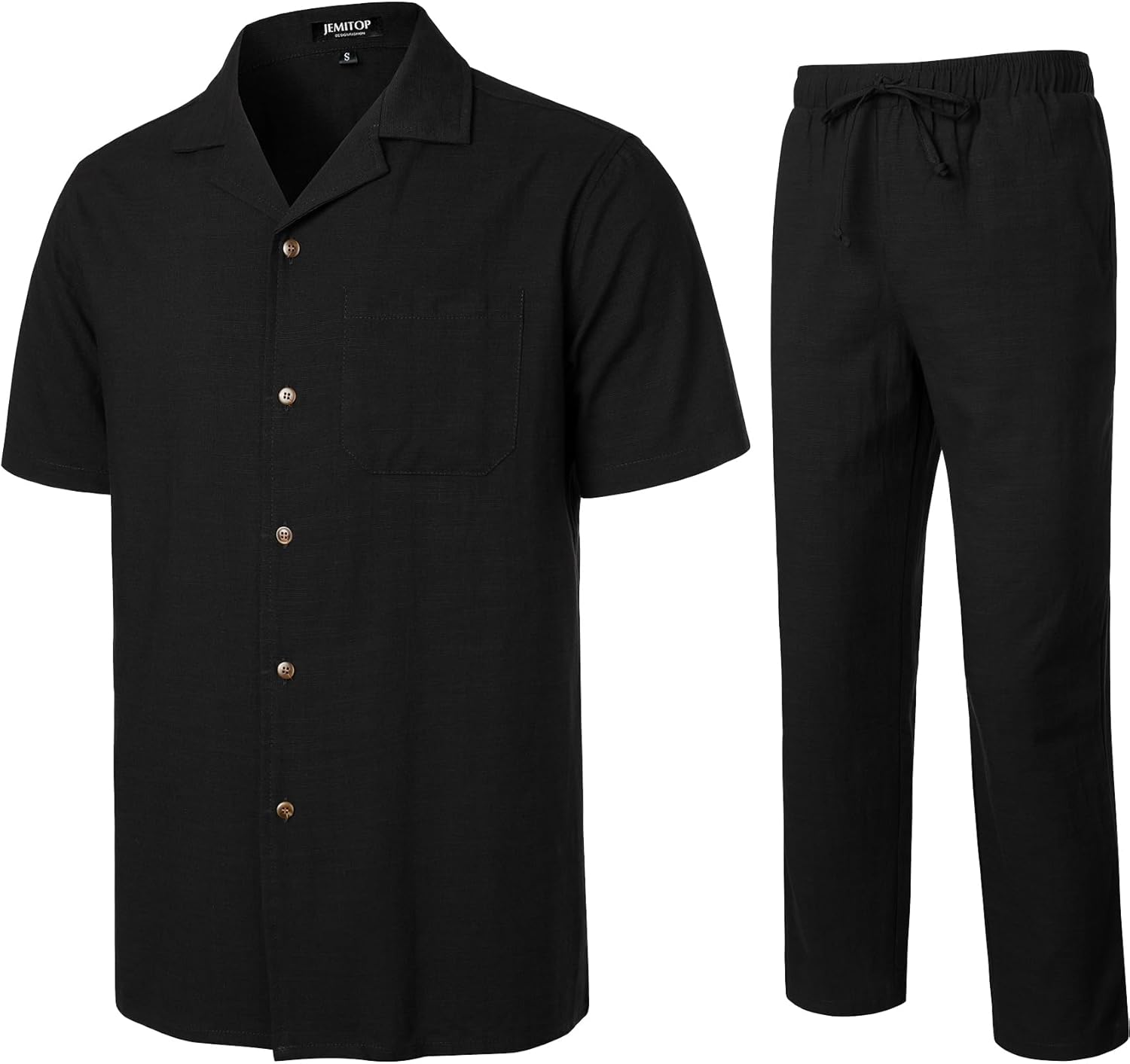 Stitch Boss: Men's 2 Piece Outfits Summer Relaxed Fit Walking Suit Casual Cuban Guayabera Shirt and Pants Set Beach Vacation