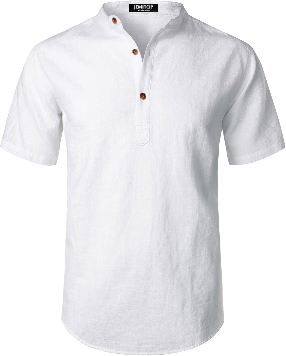 Stitch Boss: Men's Summer Lightweight Cotton Linen Shirts Casual Short Sleeve Breathable Banded Collar Henley for Beach Vacation