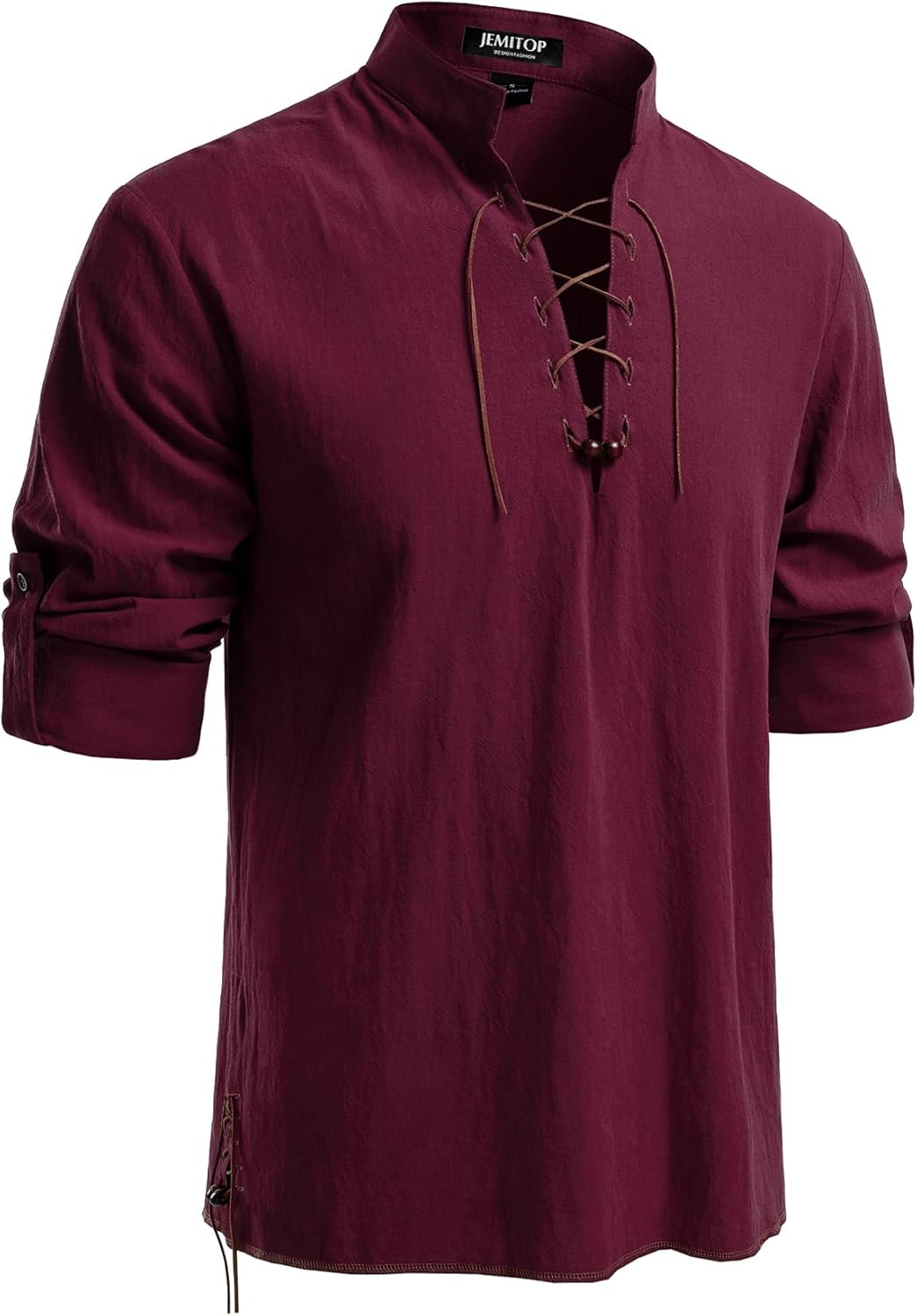 Stitch Boss: Men's Pure Cotton Retro Lace Up Shirts for Renaissance Pirate Viking Medieval