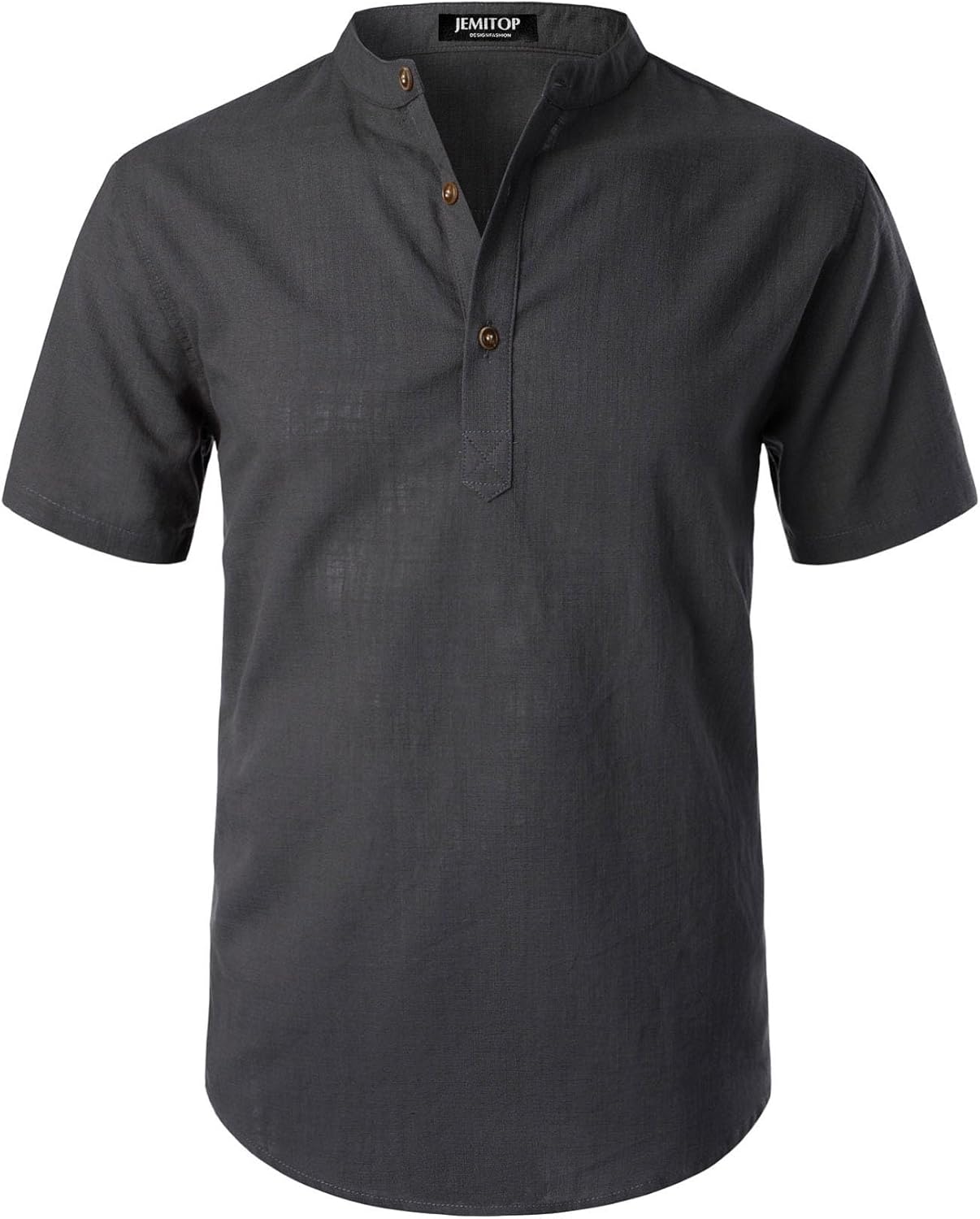 Stitch Boss: Men's Summer Lightweight Cotton Linen Shirts Casual Short Sleeve Breathable Banded Collar Henley for Beach Vacation