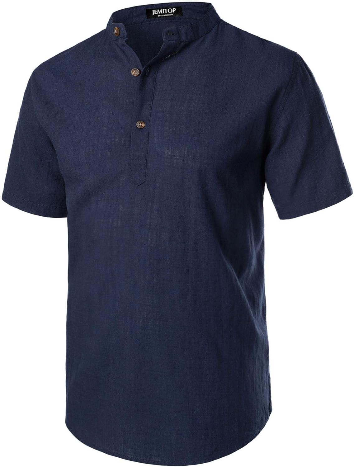 Stitch Boss: Men's Summer Lightweight Cotton Linen Shirts Casual Short Sleeve Breathable Banded Collar Henley for Beach Vacation