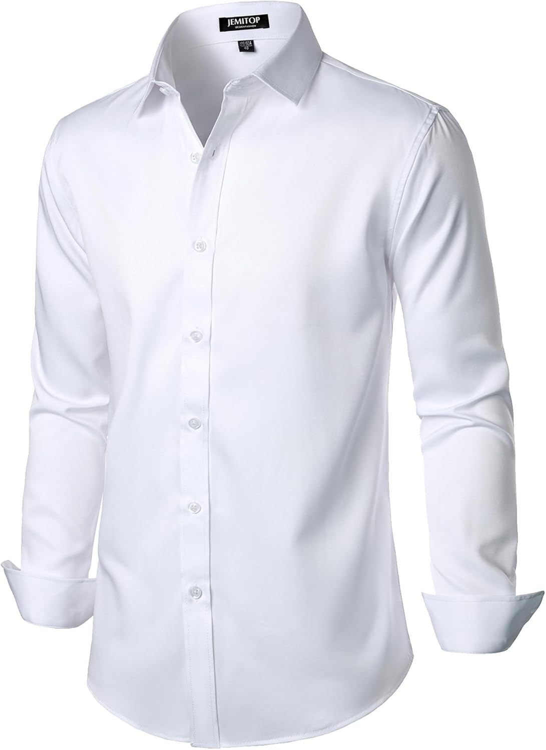 Stitch Boss: Men's Stretch Wrinkle Free Dress Shirts Formal Wedding Prom Long Sleeve Slim Fit Button Down Shirt