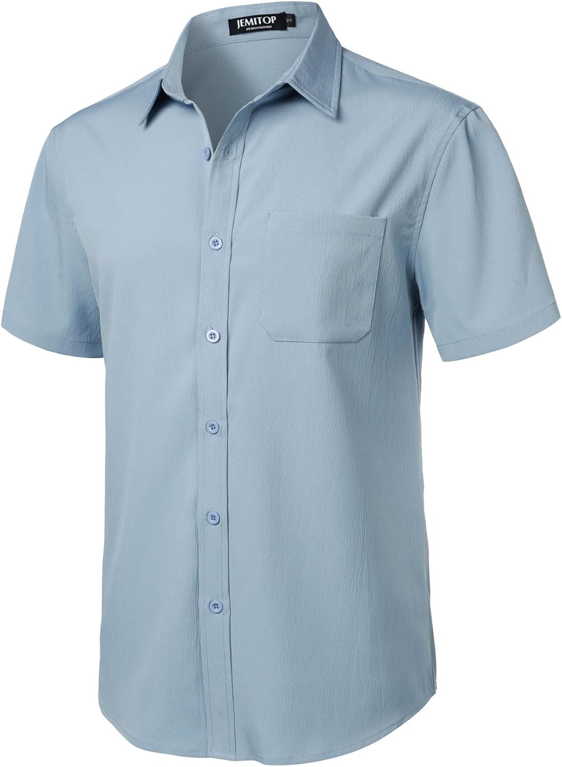 Stitch Boss: Men's Stretch Wrinkle Free Short Sleeve Texture Shirt Summer Lightweight Button Down Shirts for Beach Vacation