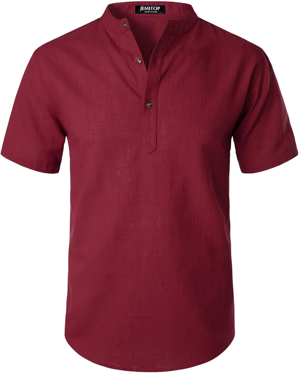 Stitch Boss: Men's Summer Lightweight Cotton Linen Shirts Casual Short Sleeve Breathable Banded Collar Henley for Beach Vacation