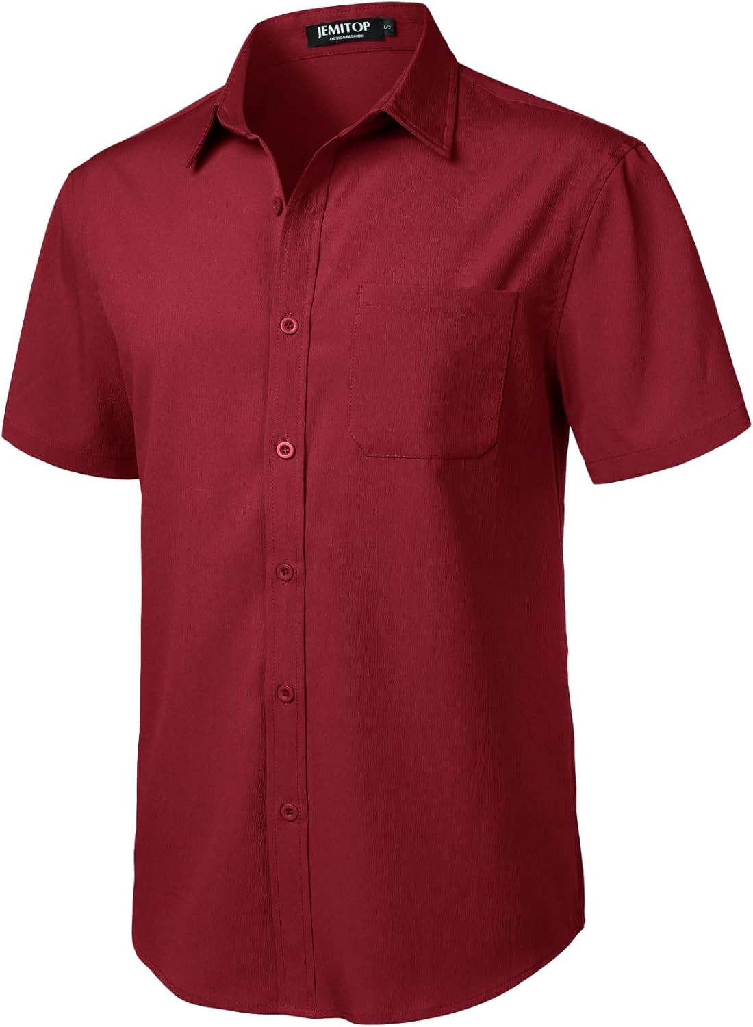 Stitch Boss: Men's Stretch Wrinkle Free Short Sleeve Texture Shirt Summer Lightweight Button Down Shirts for Beach Vacation
