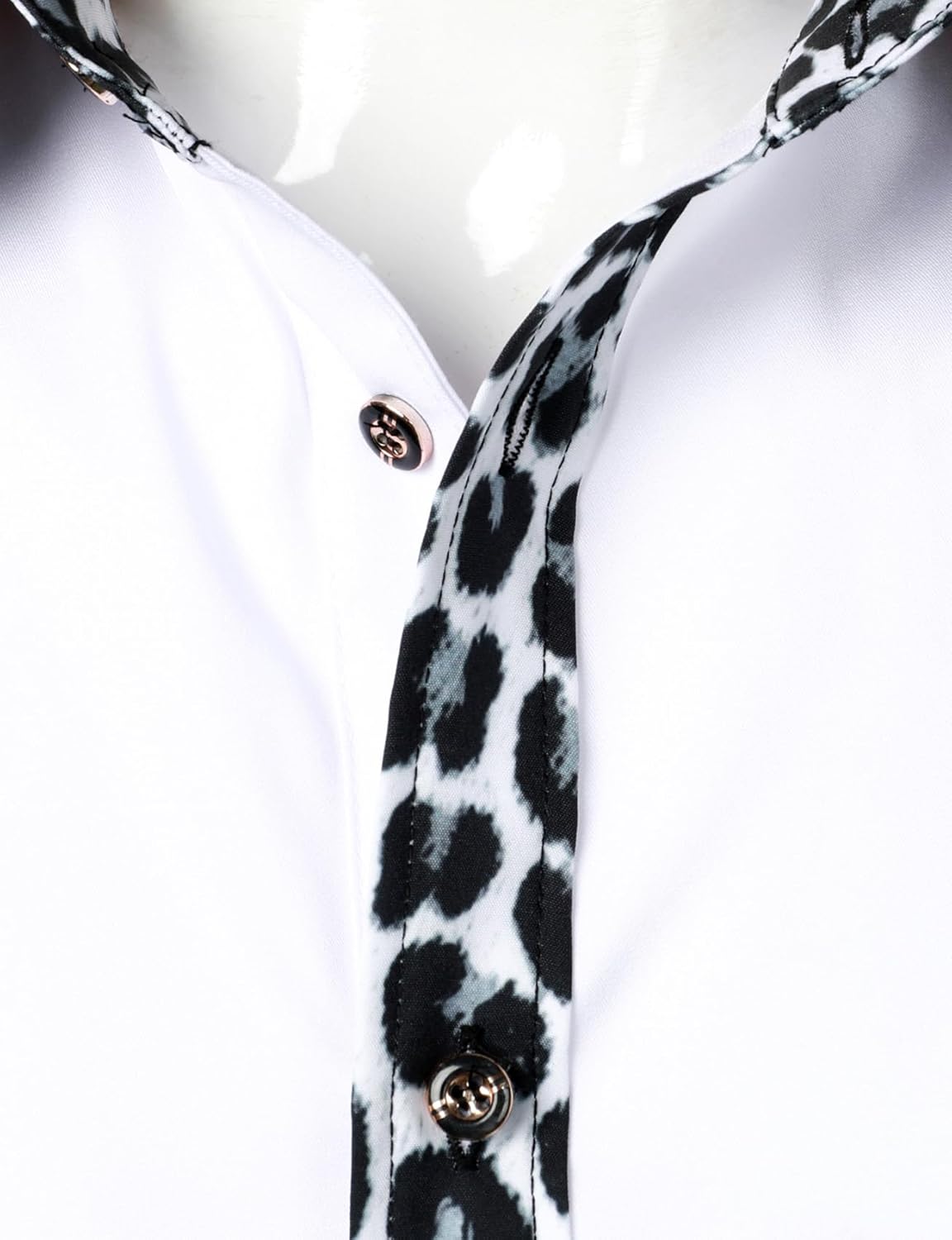 Stitch Boss: Men's Stretchy Causal Leopard Cheetah Print Short Sleeve Slim Fit Button Up Shirt
