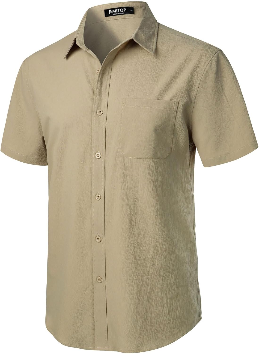 Stitch Boss: Men's Stretch Wrinkle Free Short Sleeve Texture Shirt Summer Lightweight Button Down Shirts for Beach Vacation