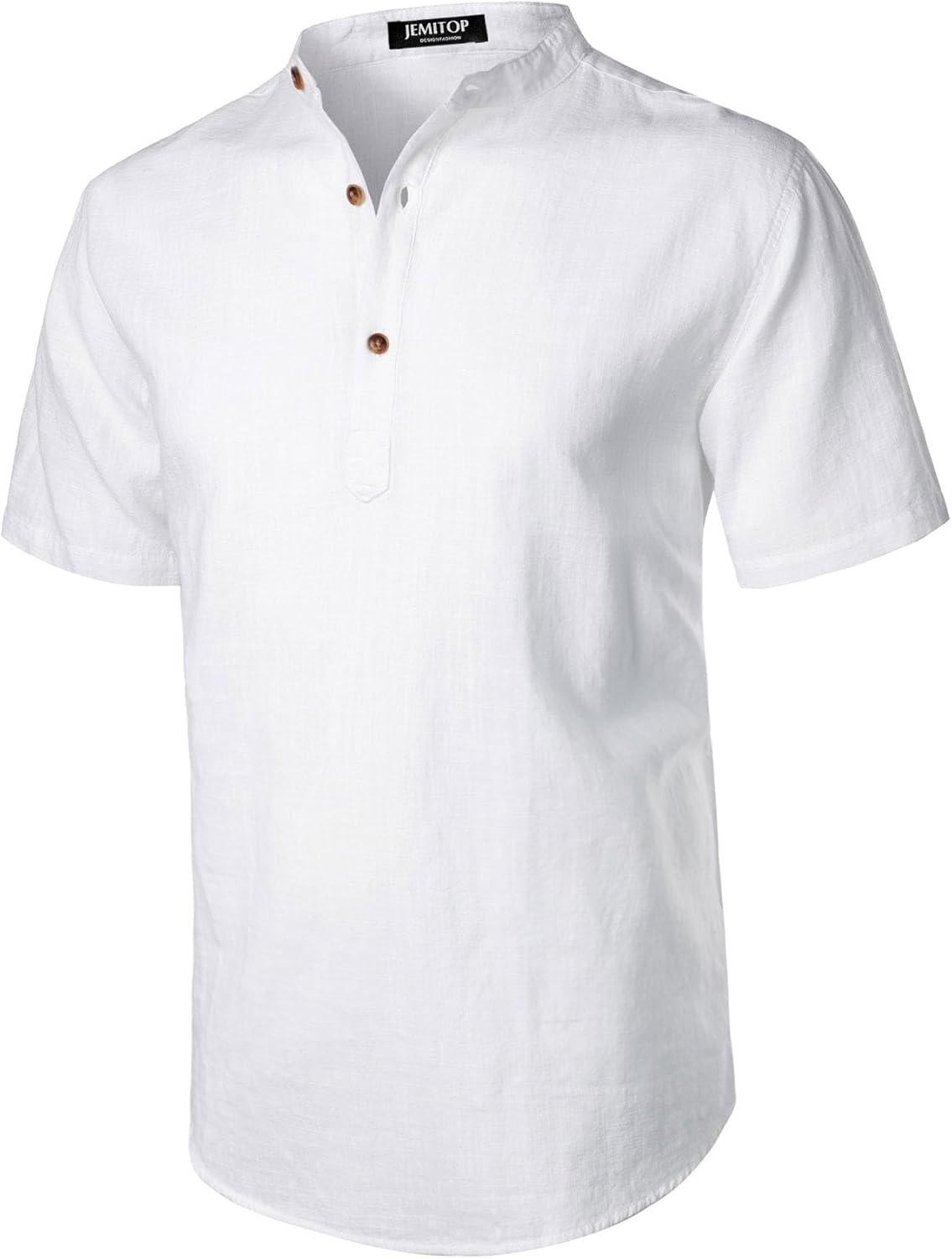 Stitch Boss: Men's Summer Lightweight Cotton Linen Shirts Casual Short Sleeve Breathable Banded Collar Henley for Beach Vacation