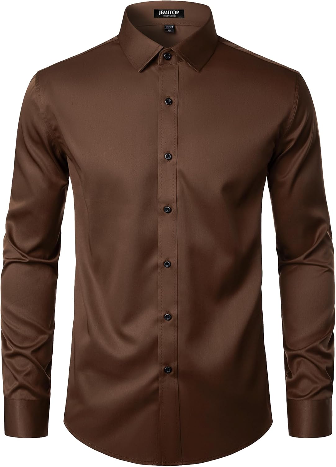 Stitch Boss: Men's Stretch Wrinkle Free Dress Shirts Formal Wedding Prom Long Sleeve Slim Fit Button Down Shirt
