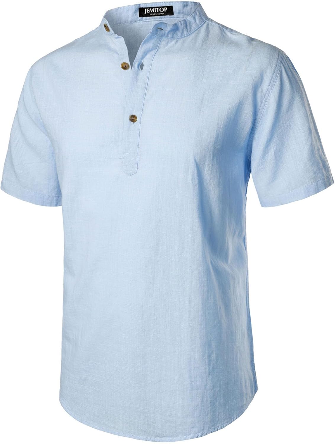 Stitch Boss: Men's Summer Lightweight Cotton Linen Shirts Casual Short Sleeve Breathable Banded Collar Henley for Beach Vacation