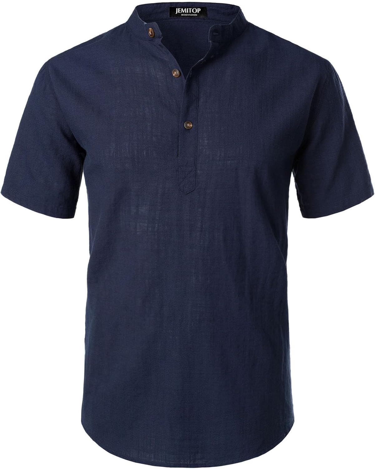 Stitch Boss: Men's Summer Lightweight Cotton Linen Shirts Casual Short Sleeve Breathable Banded Collar Henley for Beach Vacation