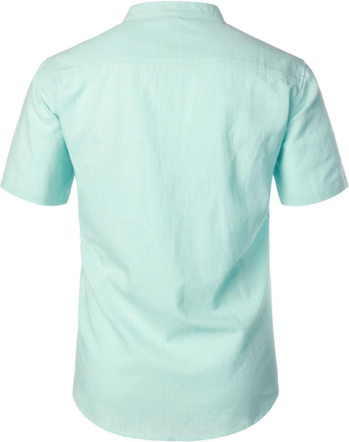 Stitch Boss: Men's Summer Lightweight Cotton Linen Shirts Casual Short Sleeve Breathable Banded Collar Henley for Beach Vacation