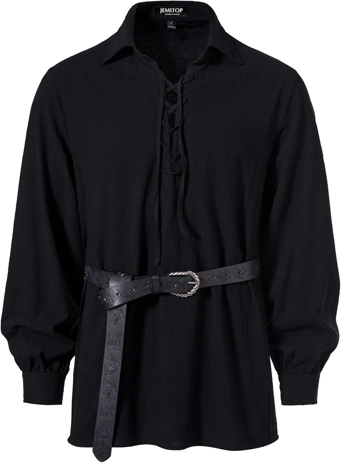Stitch Boss: Men's Cotton Lace Up Retro Design Shirts for Renaissance Pirate Viking Medieval Costume Without Belt