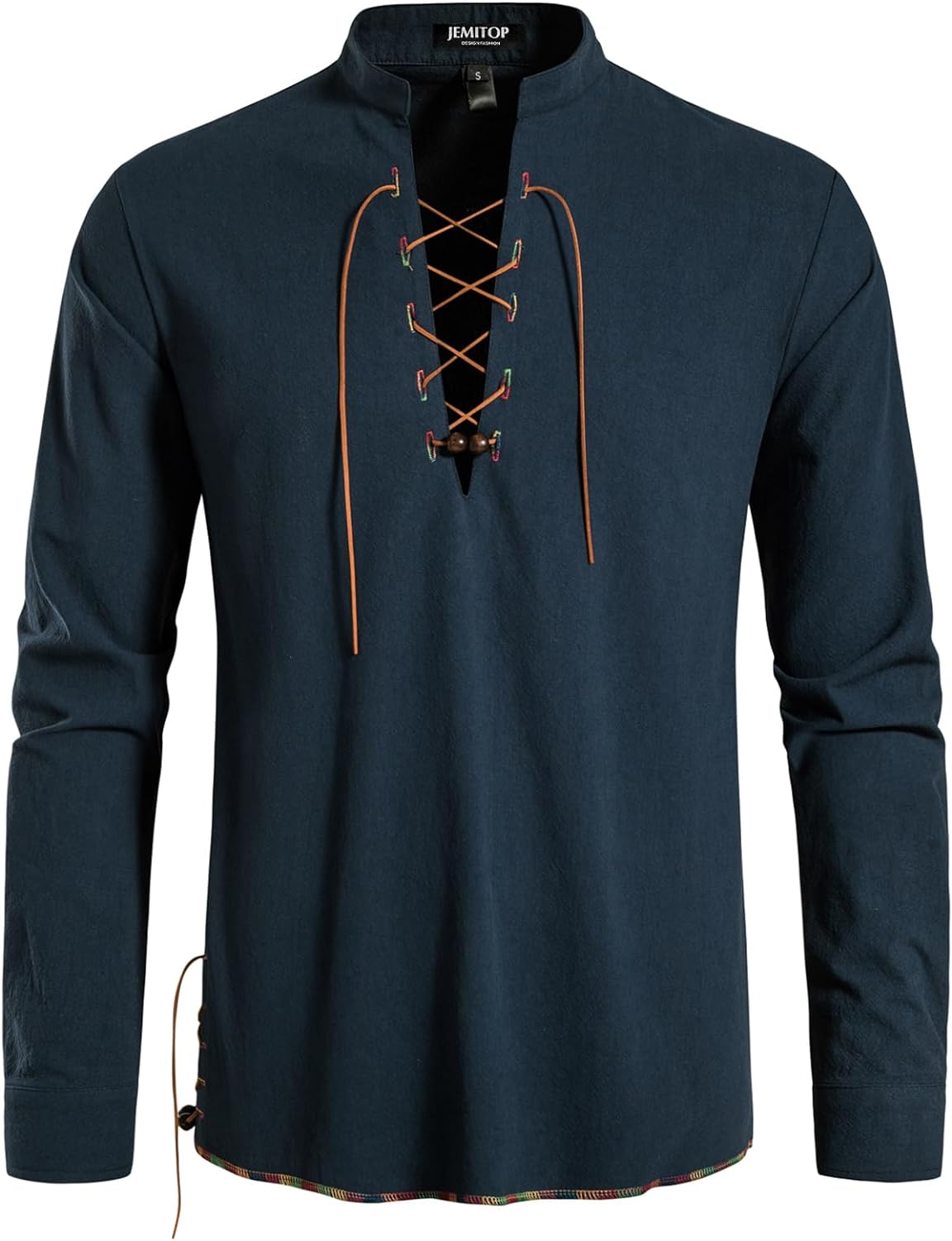 Stitch Boss: Men's Pure Cotton Retro Lace Up Shirts for Renaissance Pirate Viking Medieval