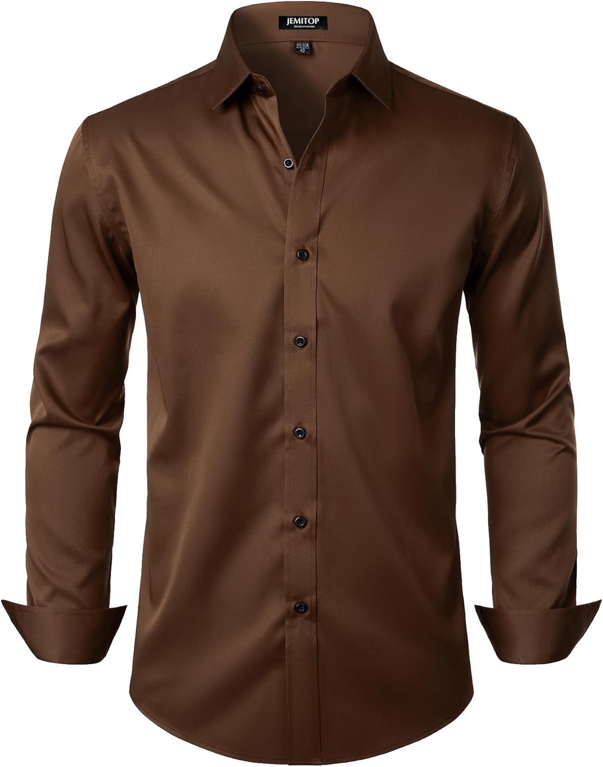 Stitch Boss: Men's Stretch Wrinkle Free Dress Shirts Formal Wedding Prom Long Sleeve Slim Fit Button Down Shirt
