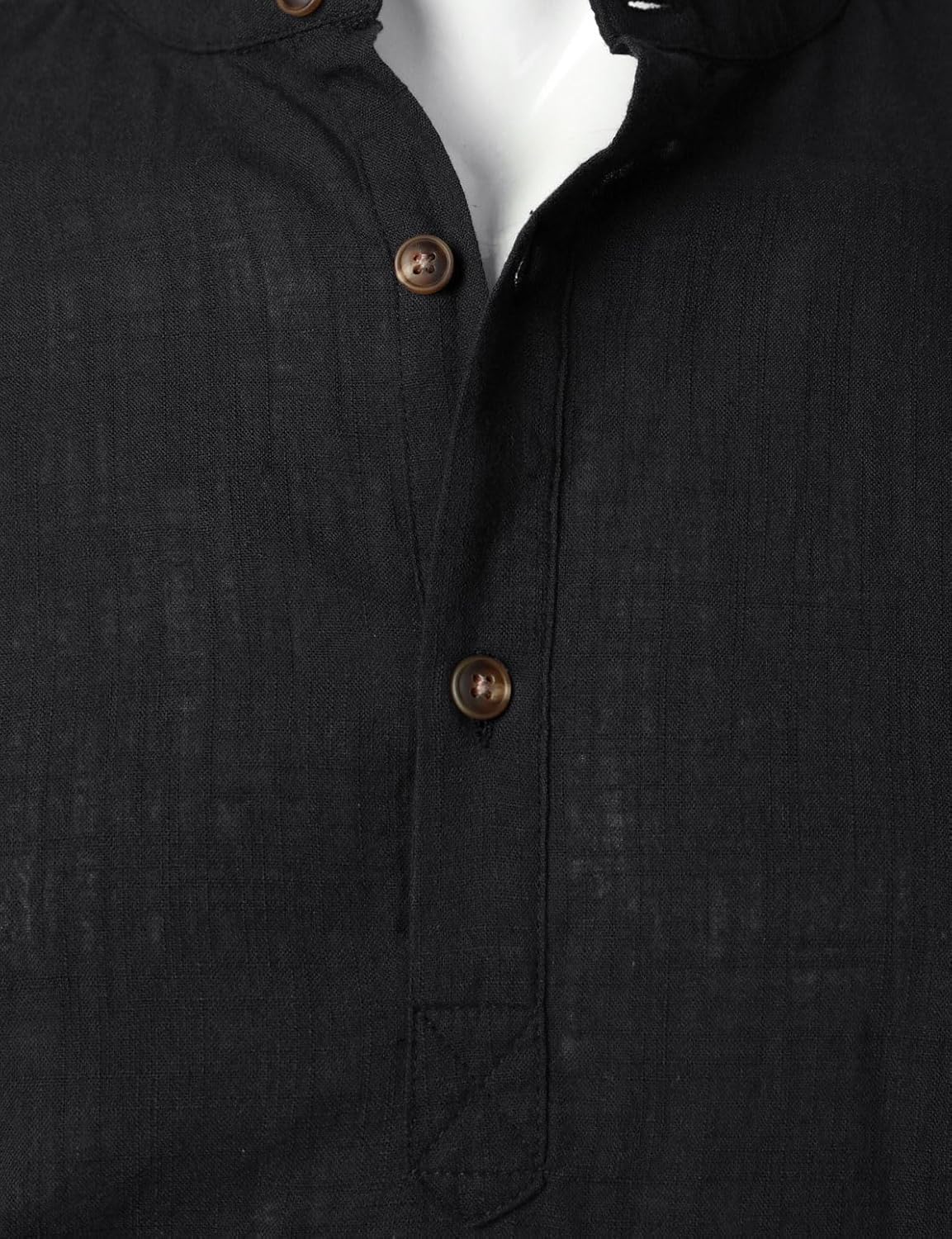 Stitch Boss: Men's Summer Lightweight Cotton Linen Shirts Casual Short Sleeve Breathable Banded Collar Henley for Beach Vacation
