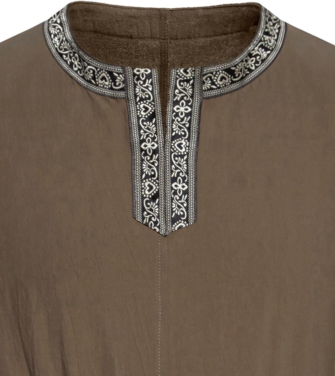 Stitch Boss: Men's Retro Style Cotton Short Sleeves Tunic Shirts for Viking Medieval Renaissance Costume Without Belt