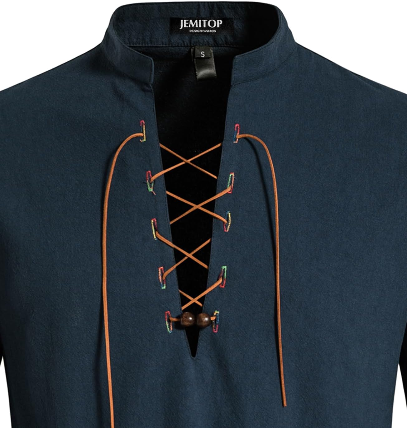 Stitch Boss: Men's Pure Cotton Retro Lace Up Shirts for Renaissance Pirate Viking Medieval