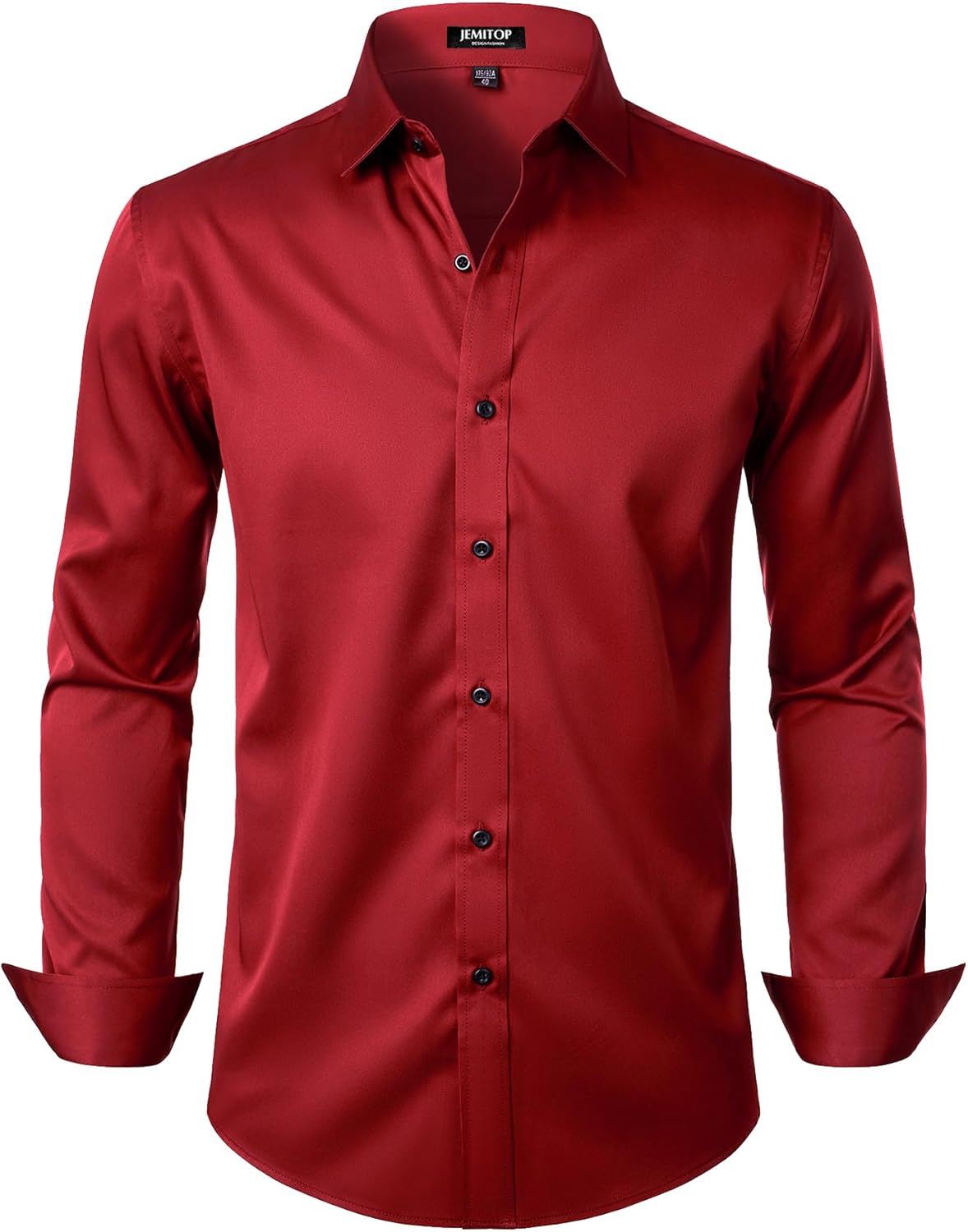 Stitch Boss: Men's Stretch Wrinkle Free Dress Shirts Formal Wedding Prom Long Sleeve Slim Fit Button Down Shirt