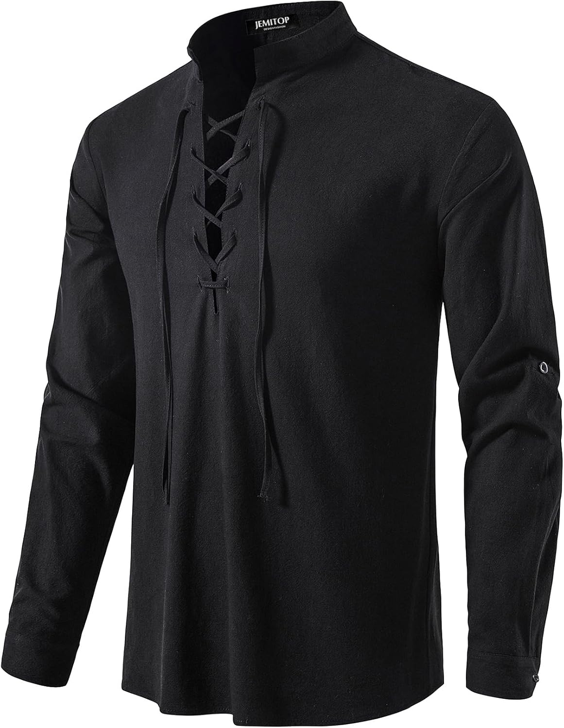 Stitch Boss: Men's Pure Cotton Retro Lace Up Shirts for Renaissance Pirate Viking Medieval